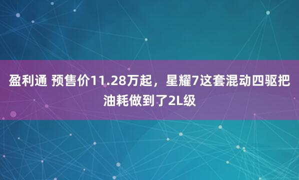 盈利通 预售价11.28万起，星耀7这套混动四驱把油耗做到了2L级